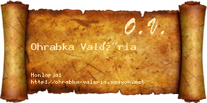 Ohrabka Valéria névjegykártya